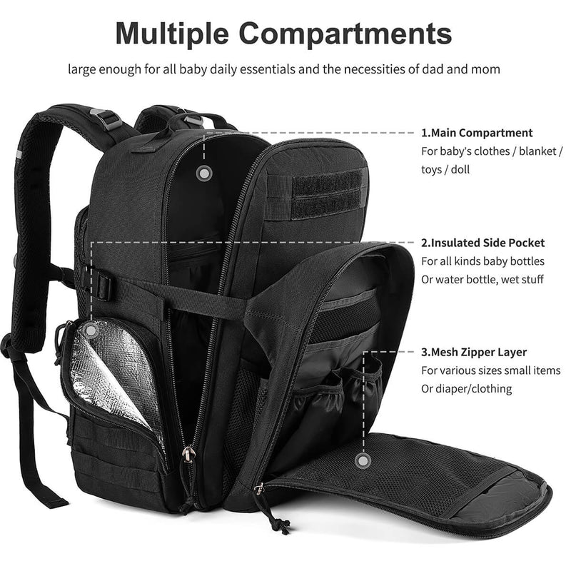MIRACOL<sup>&reg;</sup> Military Diaper Bag for Dad 32L Black