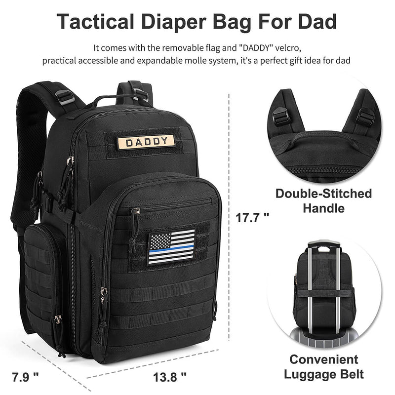 MIRACOL<sup>&reg;</sup> Military Diaper Bag for Dad 32L Black